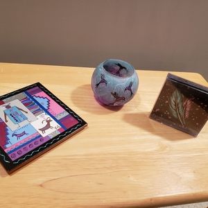 Art tile, coaster set and votive candle holder